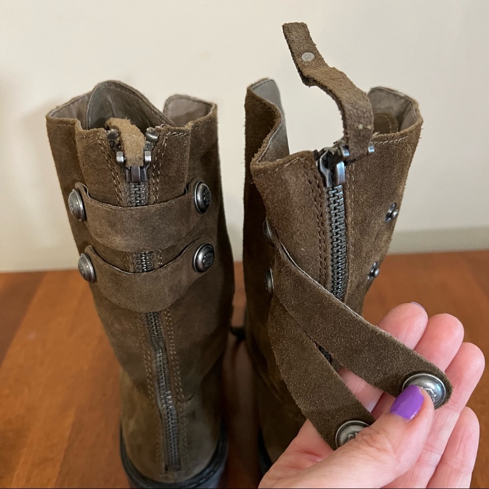 SAM EDELMAN | Olive green suede lace up combat moto style summer back zi… - Picture 9 of 15